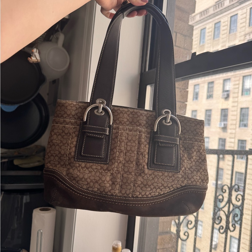 Coach Brown and Black Shoulder Bag